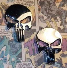 2 X – 💀Shiny Metal Punisher Skull Emblem Badge Car Laptop Door Bike