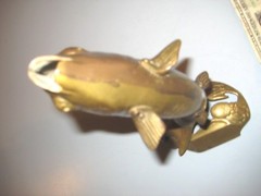2 Pound Brass Fish Bud Vase Planter Fishing Statue Mancave Lure Bobber