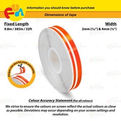 BRIGHT ORANGE 1/2″ 12mm Double Lines STRIPE Streamline TAPE Decal Vinyl Sticker