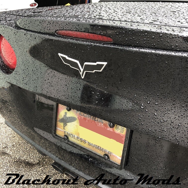 C6 Corvette Emblem Overlay Blackout Carbon Fiber Flag Decal