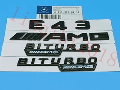 Flat Gloss Black E43 AMG BITURBO Trunk Embl Badge Sticker for 2017 Mercedes Benz