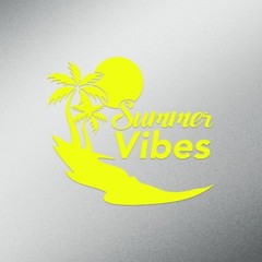 Palm Tree Summer Vibes Tropical Beach Decal Sticker | 5.5-Inches Wide