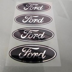 4-FORD CENTER CAP LOGOS BLACK OVAL DECALS VINYL F150 F250 MUSTANG FOCUS FUSION