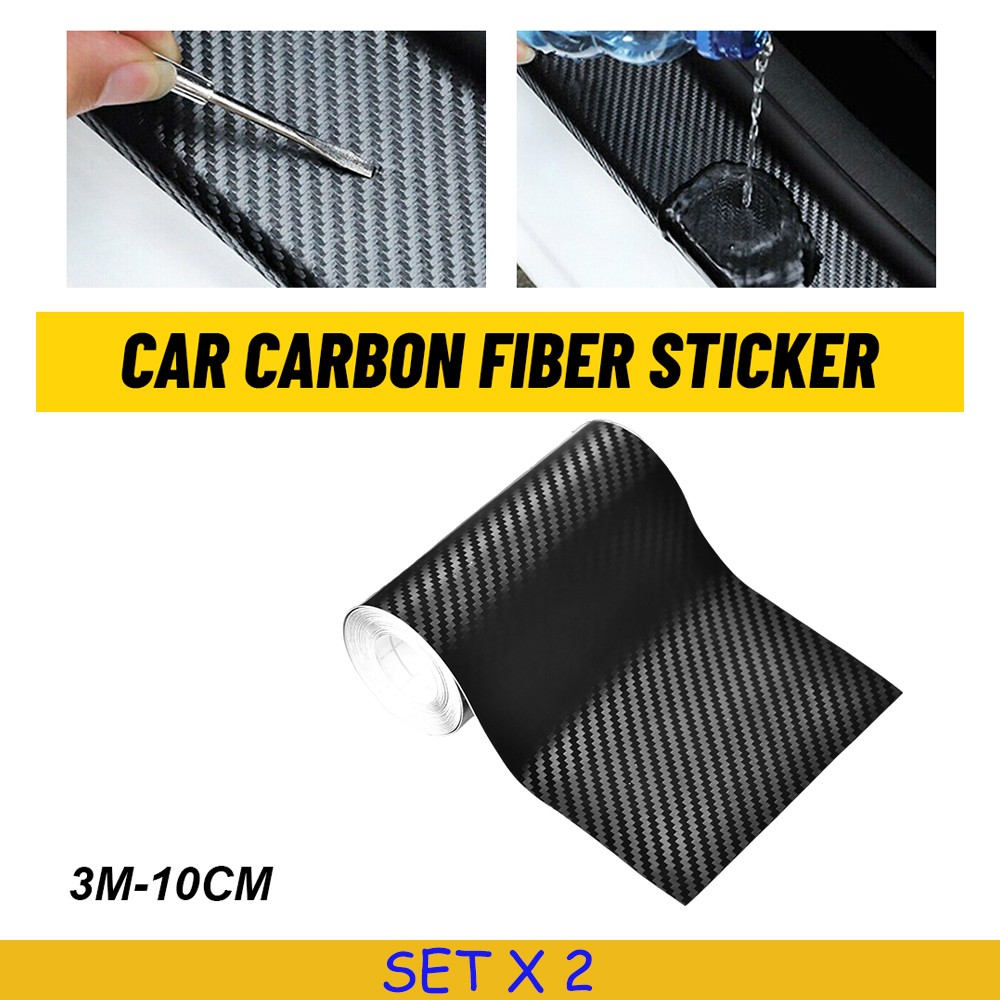 2PCS Premium Carbon Fiber Vinyl Film Wrap Roll High Gloss Sticker Decal 10CM*3M