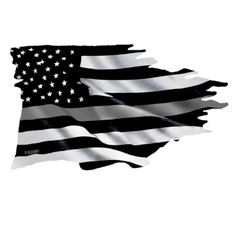 REFLECTIVE Thin SILVER Line TATTERED Flag Sticker FS2080-REF