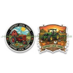 Support Local Farms Vinyl Decal Sticker Farming Agriculture Food 2 Pack D