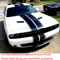 78.7” Black Hood Roof Rally Racing Stripe Decal Vinyl Stickers Universal