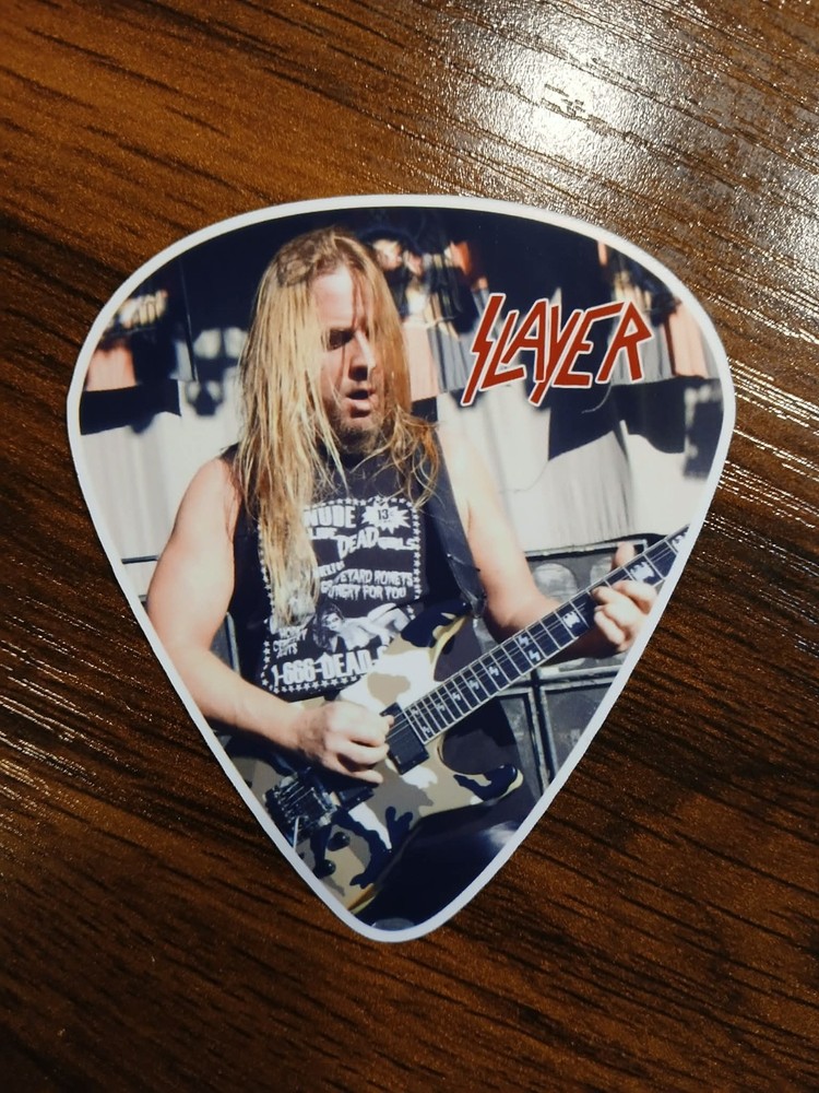 SLAYER JEFF HANNEMAN GUITAR PICK SHAPED VINYL STICKER