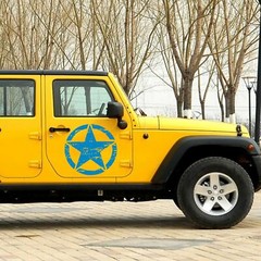 20″x20″ Distressed Military Army Star Sticker for Car Truck SUV Hood Door – Blue