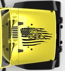 DON’T TREAD ON ME USA Flag Rattle Snake Hood/Door vinyl Decal Fits Jeep Wrangler