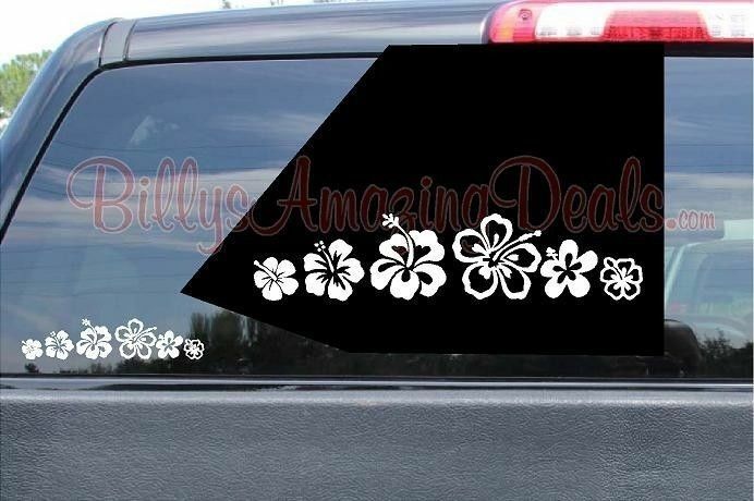Hibiscus Flower Strain Vinyl Decal Aloha Oahu Tropical Hawaii Lei Window Sticker