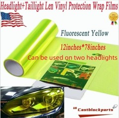 12″x78″Yellow Film For Headlight taillamp Gloss Fluorescent Lens Vinyl Wrap