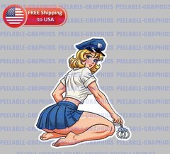 Pin Up Girl ANIME Police Cop Law Enforcement Pinup 3.5″ Vinyl Decal Sticker J