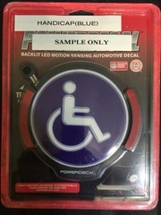 Handicap(Blue)Light Up Decal Powerdecal Backlit LED Motion Sensing Auto Decal