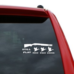 Duck Duck Goose / Hunting Vinyl Decal | Color: White | 6″ x 2″