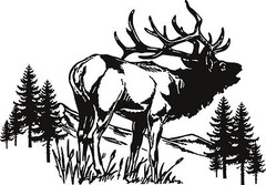 ELK SCENE WILDLIFE DECAL 12″ x 8 1/2″ LARGE WHITE