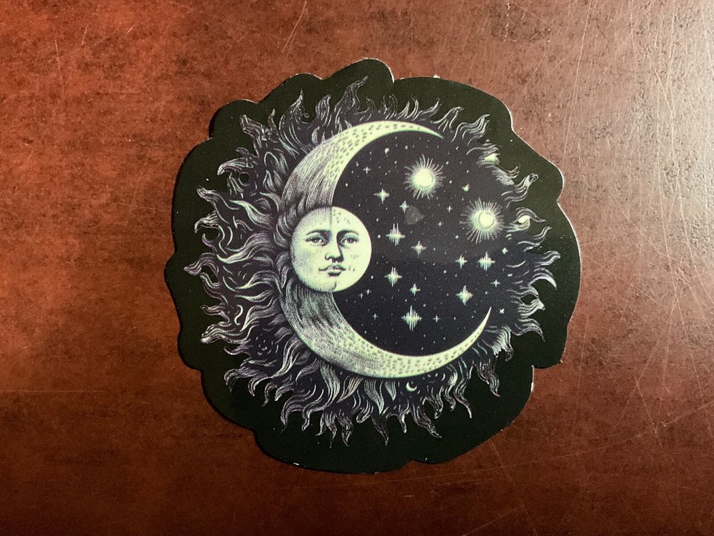 Motorcycle Sticker for Helmets or toolbox #5,197 Nordic Sun & Moon Goddesses
