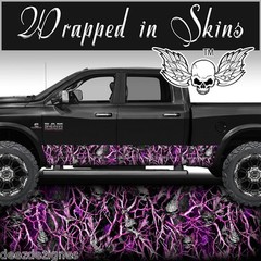 Pink Skull Camo MATTE Rocker Wrap Decal Truck Wrap Pink Camouflage 26′ – 6 Panel