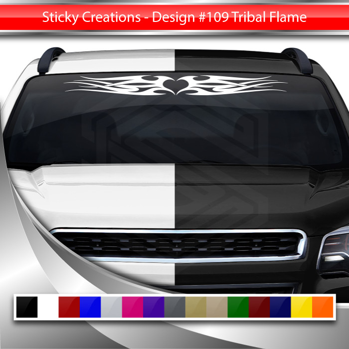 #109 TRIBAL FLAME HEART Decal Sticker Windshield Window Vinyl Banner Design Car