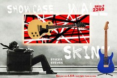 Guitar Skin Axe Wrap Hard Rock Metal Guitar God Red Black White Stripes V3