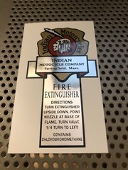 Presto Fire Extinguisher decal Indian Motorcycles Vinyl Reproduction 1