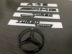 Gloss Black A45 AMG TURBO 4MATIC Rear Star Emblem PACKAGE replacement Badge W176