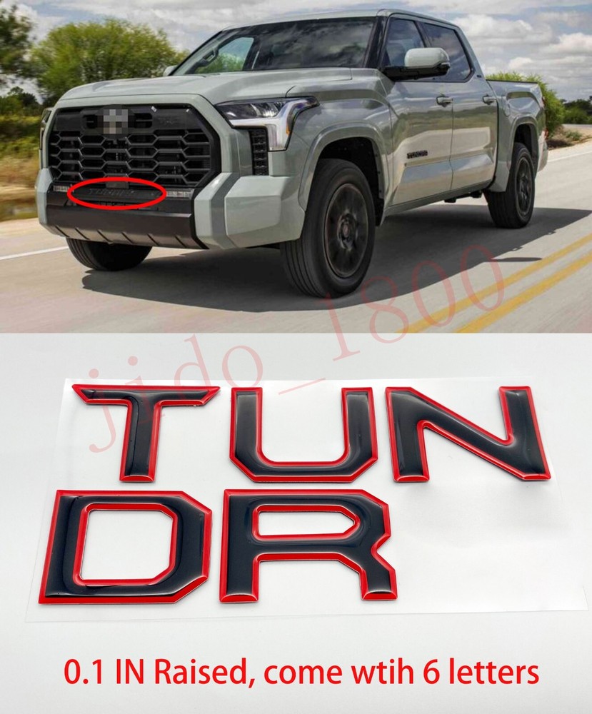 BLACK Red letters compatible with TOYOTA TUNDRA 2022 23 logo Front insert