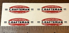 Craftsman Tools 109 lathe vintage style 1-1/8”Black 49’ Heritage decals 4 for 1