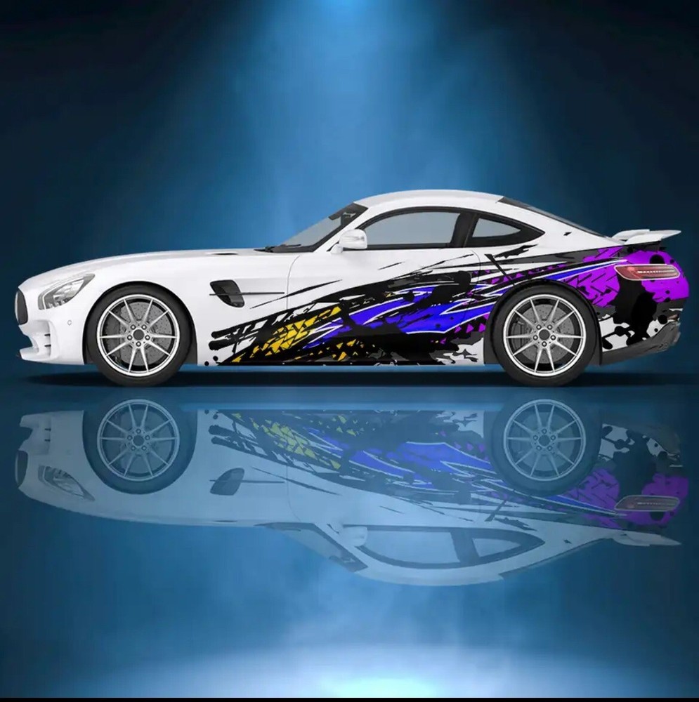 Striped abstract geometric ink splash Car side sticker vinyl; Universal Fit Mod