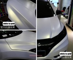Matte White to Gold Pearl Chameleon Satin Chrome Vinyl Wrap Car Sticker Decal US