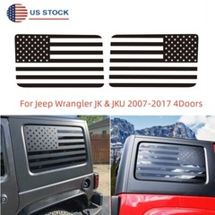 2PCS American Flag Window Decal For Jeep Wrangler JK & JKU 2007-2017 4Doors USA