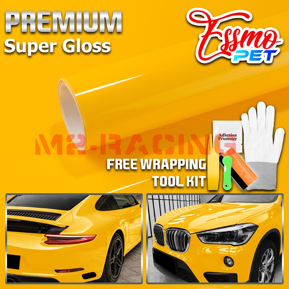 ESSMO PET Super Gloss Sunflower Yellow Car Vehicle Vinyl Wrap Decal Like Paint