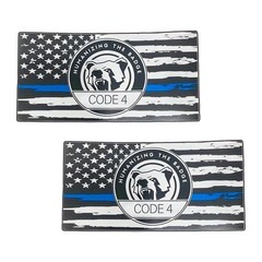 ZIMISI Thin Blue Line Sticker Code 4, Vinyl Bumper Car 2PCS, Black&blue&white