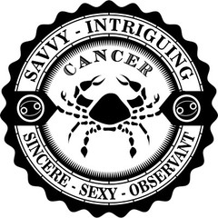 4” Zodiac Sticker Cancer Savvy Intriguing Sincere Sexy Observant