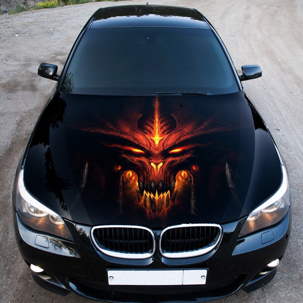 Death Car Hood Wrap Decal Vinyl Sticker Demon Full Color Graphic Fit Any Car S