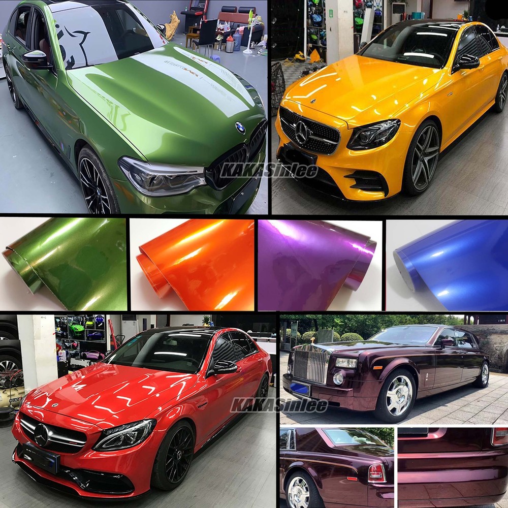 Air Release Whole Car Pearl Gloss Sparkle Metallic Chrome Vinyl Wrap Sticker HD