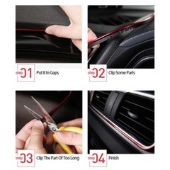 5M Car Interior Door Gap Panel Edge Line Molding Trim Strip Insert Decorate Red