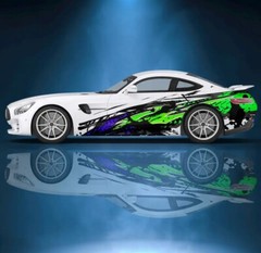 Striped abstract geometric ink splash Car side sticker vinyl; Universal Fit Mod
