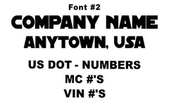 Custom Truck Door Lettering | Company Name + Town, State + US DOT Numbers & more
