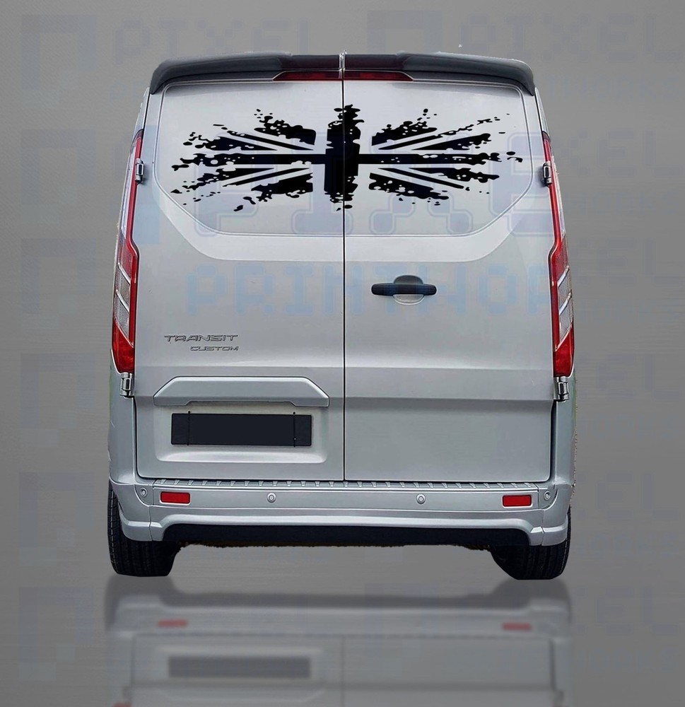Union Jack Rear Door Graphics – Vinyl Decal for Ford Transit Custom MK8
