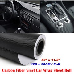 3D Car Interior Accessories Interior Panel Black Carbon Fiber Vinyl Wrap Sticker