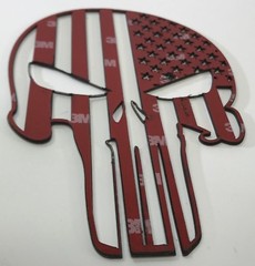 Punisher Skull Emblem w/ American Flag – Brushed Stainless Steel