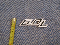 6.0L 6.0 POWER STROKE TURBO DIESEL EMBLEM FITS FORD F250 F350 BLACK ON WHITE 15″