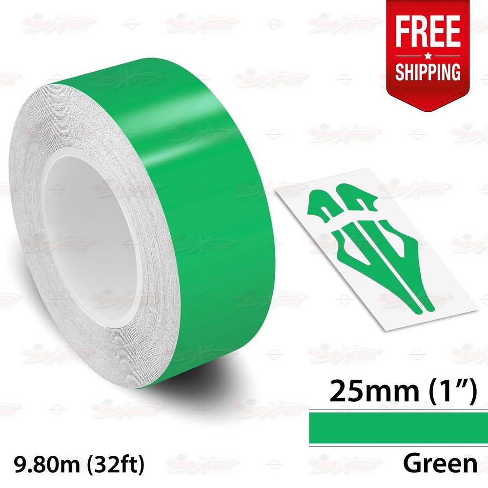 GREEN 1″ 25mm Roll PIN STRIPE Car Striping Trim Line TAPE Decal Vinyl Sticker
