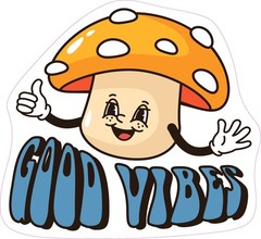 Mushroom Orange Thumbs Up Good Vibes Vinyl Bumper Sticker Window Decal Laptop