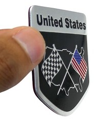ALUMINUM United States Flag Decal Sticker Car, Motorcycle, Patriotic 2″ x 2″