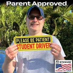 Stickios Student Driver Stickers (Non-Magnetic) for 10.5 x 4 inches, Yellow