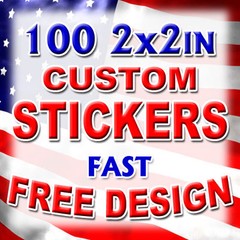 100 2×2 Custom Printed Full Color Outdoor Vinyl Car Bumper Sticker Decal Die Cut