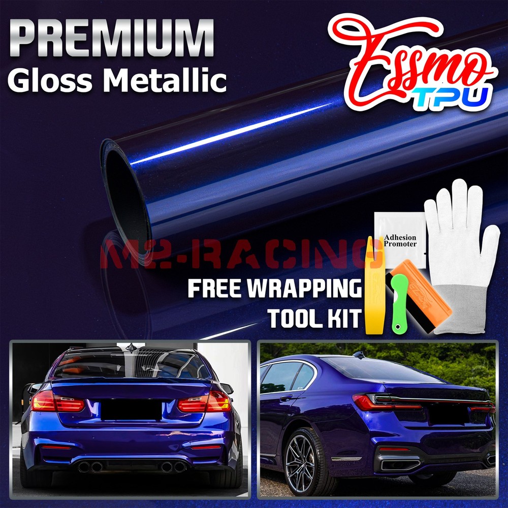 Gloss Metallic Royal Indigo Blue PPF Paint Protection Film Dry Wet Vinyl Wrap