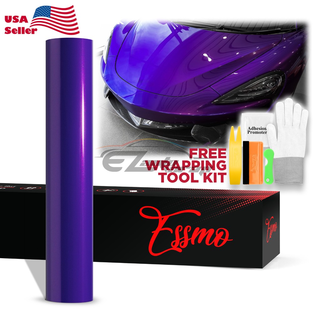 ESSMO PET Super Gloss Metallic Mauvine Blue Vehicle Vinyl Wrap Decal Like Paint